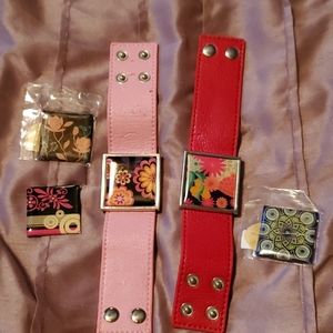 Leather Bracelets with Interchangeable Squares